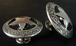 Old Silver Star  w/Etching 1 1/2"  (Drawer Pulls)