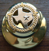 Texas Map w/Barbwire - ( SS)--Satin Silver Doorknob-(Non-Lockable) Gold Knob Shown