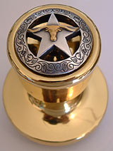 Engraved Boarder Star w/Steer -Gold Door Knob (LOCKABLE) (Drawer Pull shown)