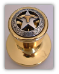 Engraved Boarder Star w/Steer -Gold Door Knob (LOCKABLE) (Drawer Pull shown) (SKU: KBL-803-G)